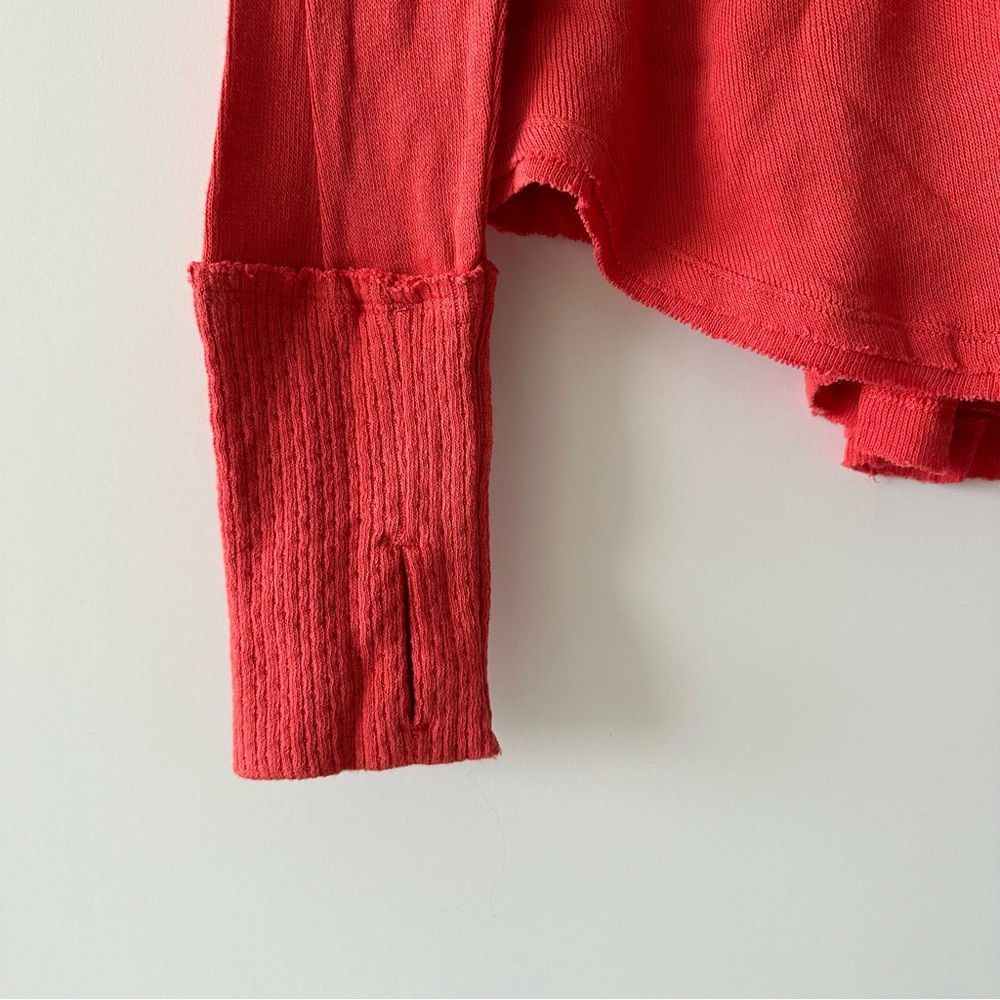 Free People / We the Free • Red Ribbon Colby Long Sleeve Top - Picture 5 of 9